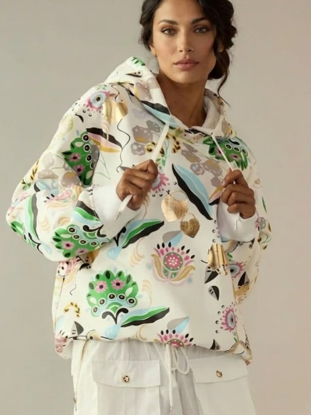 NEW CYNTHIA ROWLEY Oversized Gilded Garden Sweatshirt Hoodie